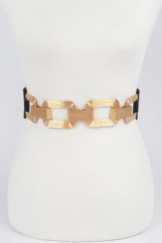 Faux Leather Multi Metal Buckle Plus Size Belt - Wear Arielle