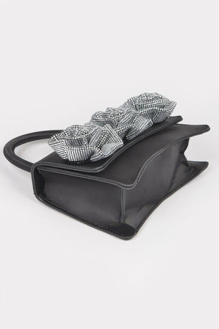 Faux Leather Rhinestone Hot Fix Flower Bag - Wear Arielle