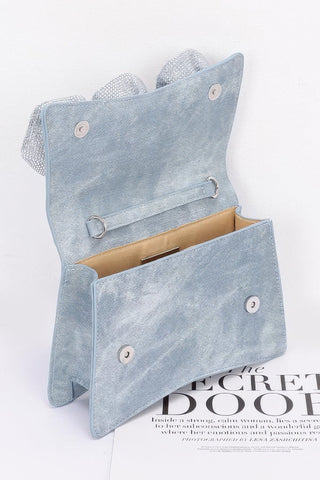Faux Leather Rhinestone Hot Fix Flower Bag - Wear Arielle