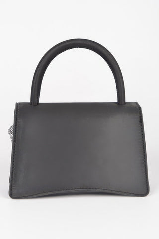 Faux Leather Rhinestone Hot Fix Flower Bag - Wear Arielle