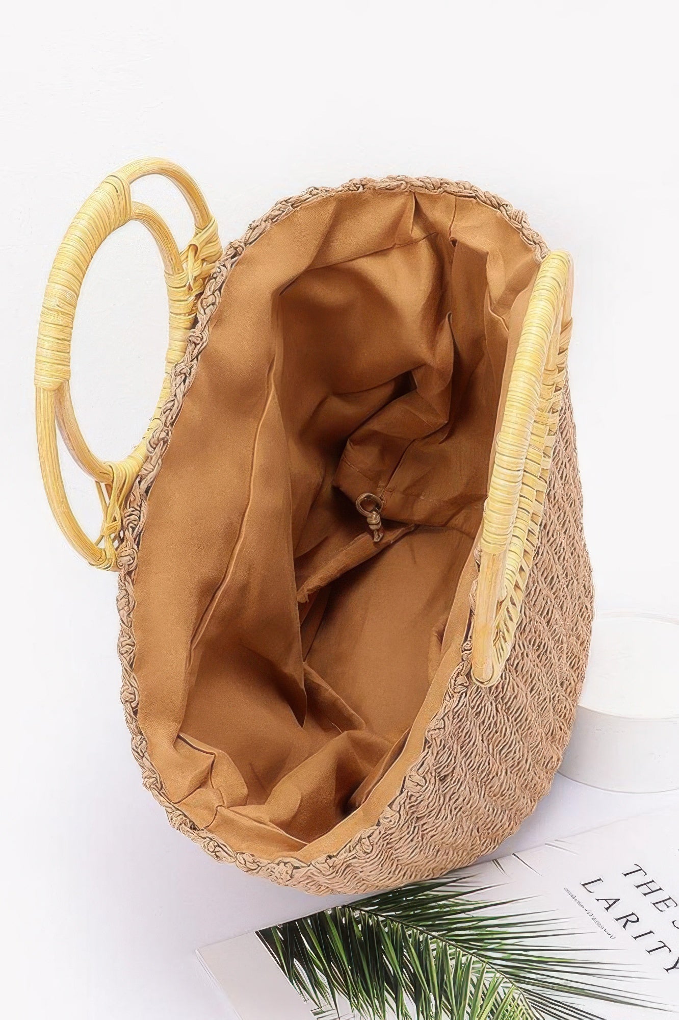 Faux Straw Bamboo Handle Tote Bag - Wear Arielle