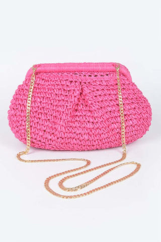Faux Straw Chain Clutch - Wear Arielle