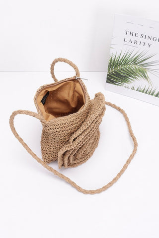 Faux Straw Handmade Big Flower Crossbody Bag - Wear Arielle