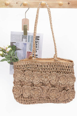 Faux Straw Multi Flower Tote Bag - Wear Arielle