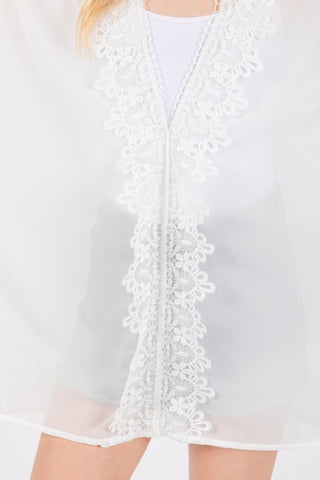Flower Pattern Trim Detail Poncho - Wear Arielle