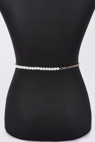 Flower Ribbon Faux Pearl Belt - Wear Arielle