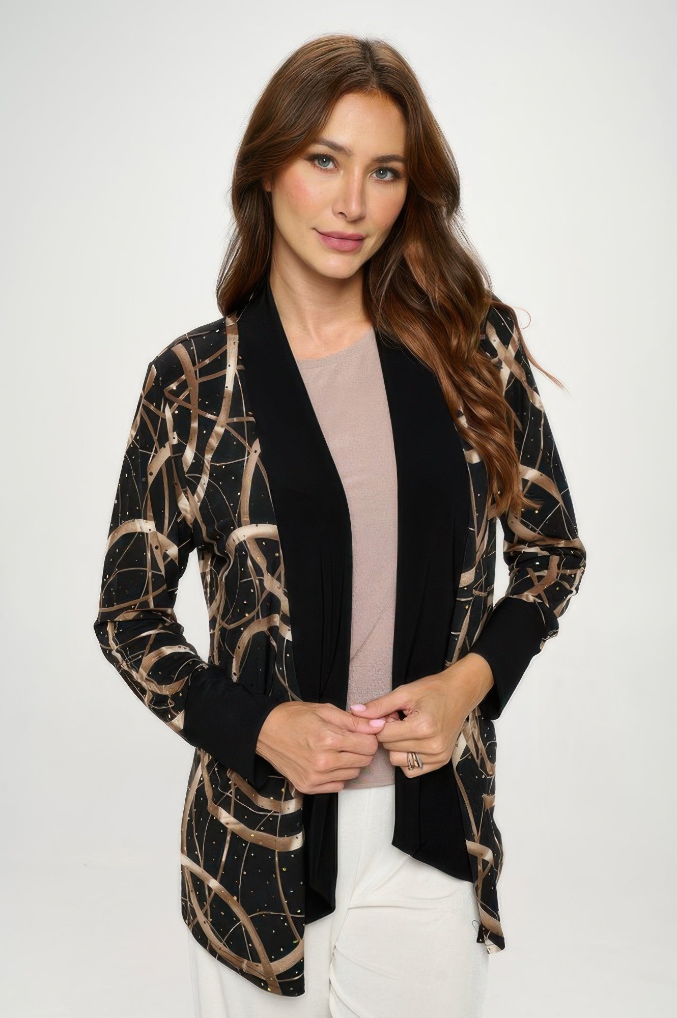 Glitter Long Sleeve Contrast Jacket - Wear Arielle