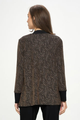 Glitter Nylon Long Sleeve Contrast Jacket - Wear Arielle