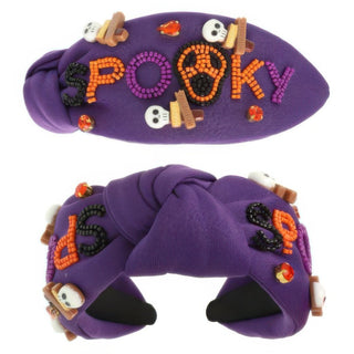 Halloween Spooky Beaded Top Knot Headband - Wear Arielle