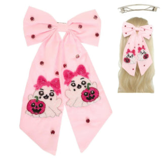 Halloween Theme Ghost Bow Barrette Hair Clip - Wear Arielle