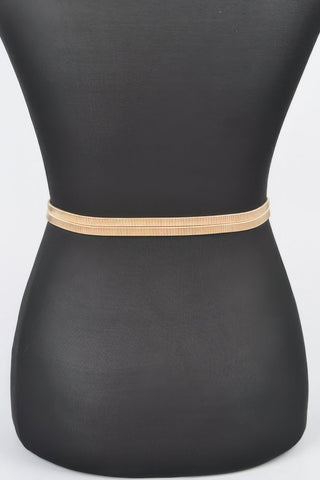 Hammered Metal Buckle Stretch Belt - Wear Arielle