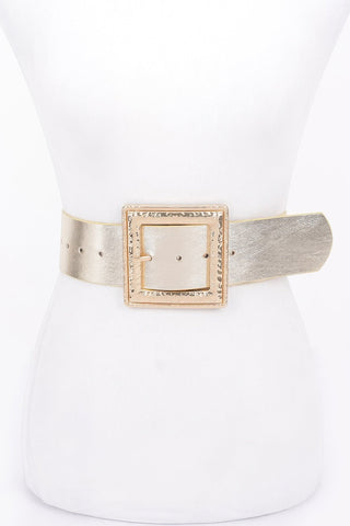 Hammered Metal Buckle Stretch Belt - Wear Arielle