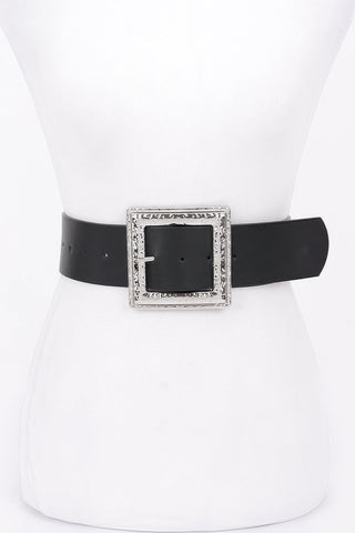 Hammered Metal Buckle Stretch Belt - Wear Arielle