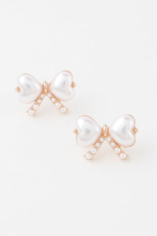 Heart Pearl Ribbon Earrings - Wear Arielle