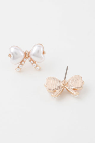 Heart Pearl Ribbon Earrings - Wear Arielle