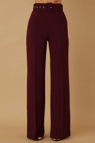 High Waist Pants With Buckle Belt - Wear Arielle