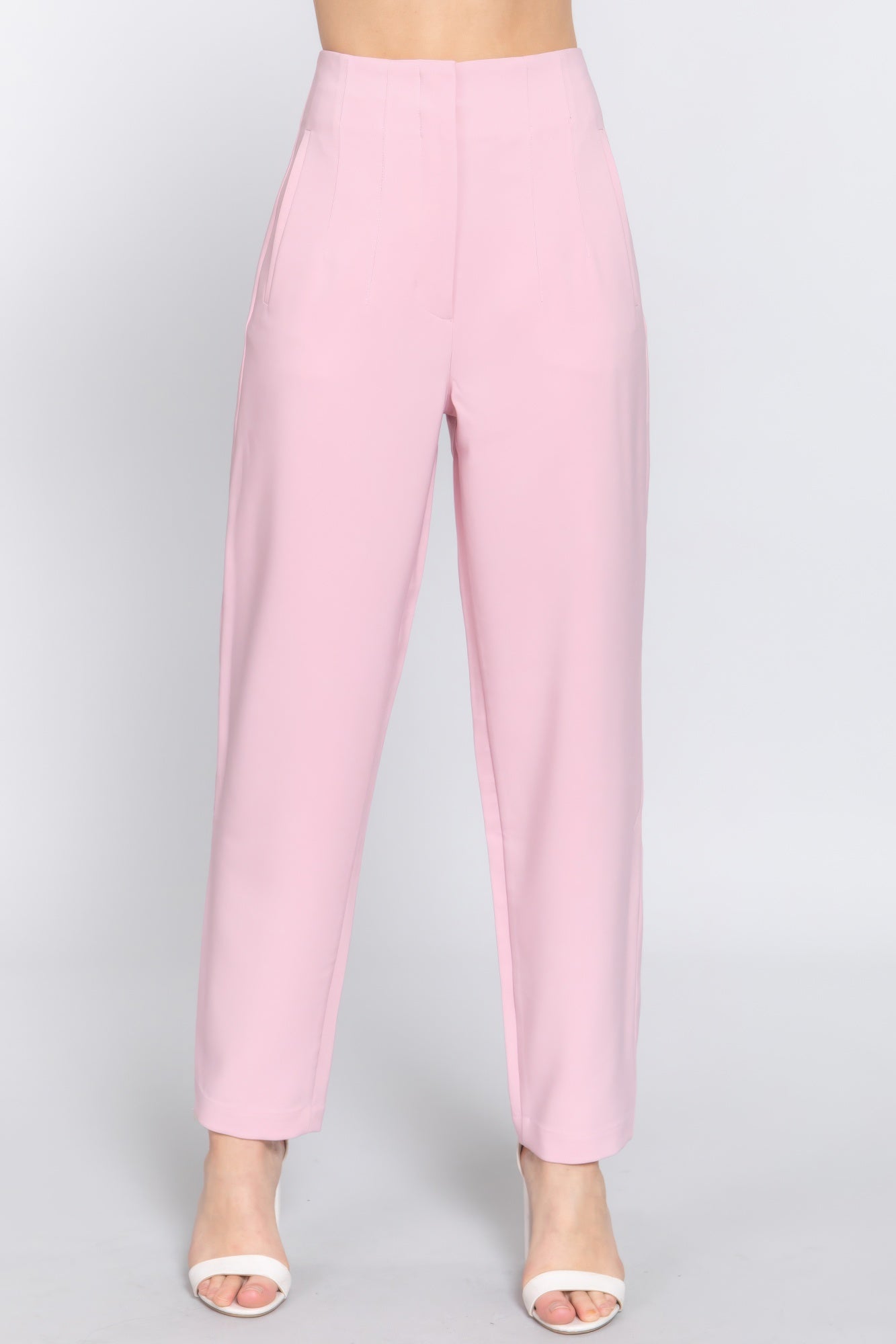 High Waist Pintuck Detail Long Pants - Wear Arielle