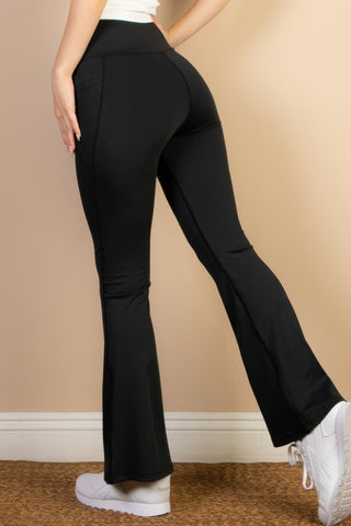 High Waist Side Pocket Flare Leggings - Wear Arielle
