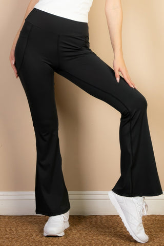 High Waist Side Pocket Flare Leggings - Wear Arielle