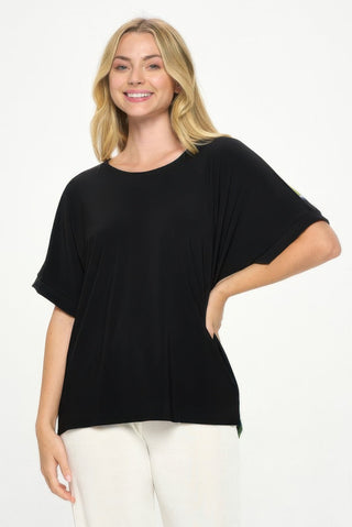 Hit Inbinding Neck Contrast Dolman Sleeve Top - Wear Arielle