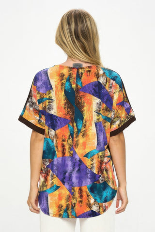 Hit Inbinding Neck Contrast Dolman Sleeve Top - Wear Arielle