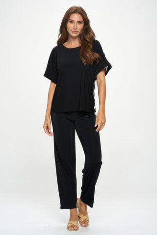 Hit Inbinding Neck Contrast Dolman Sleeve Top - Wear Arielle