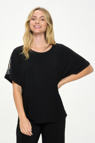 Hit Inbinding Neck Contrast Dolman Sleeve Top - Wear Arielle