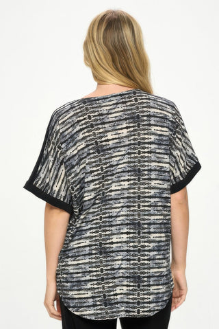 Hit Inbinding Neck Contrast Dolman Sleeve Top - Wear Arielle