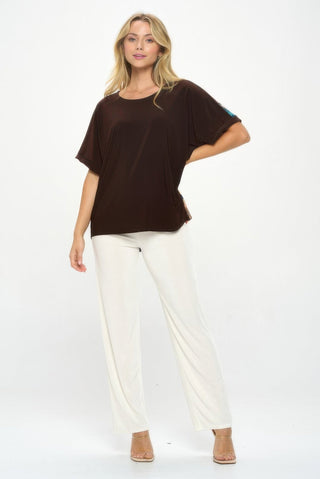 Hit Inbinding Neck Contrast Dolman Sleeve Top - Wear Arielle