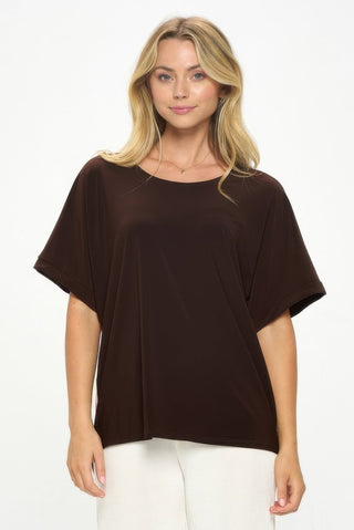Hit Inbinding Neck Contrast Dolman Sleeve Top - Wear Arielle