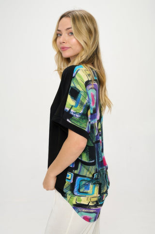 Hit Inbinding Neck Contrast Dolman Sleeve Top - Wear Arielle