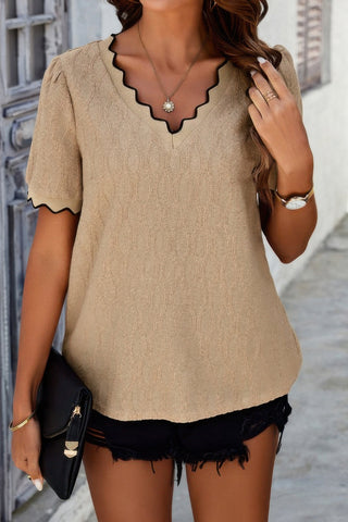 Knit Loose Fit V Neck Solid Drop Shoulder Top - Wear Arielle