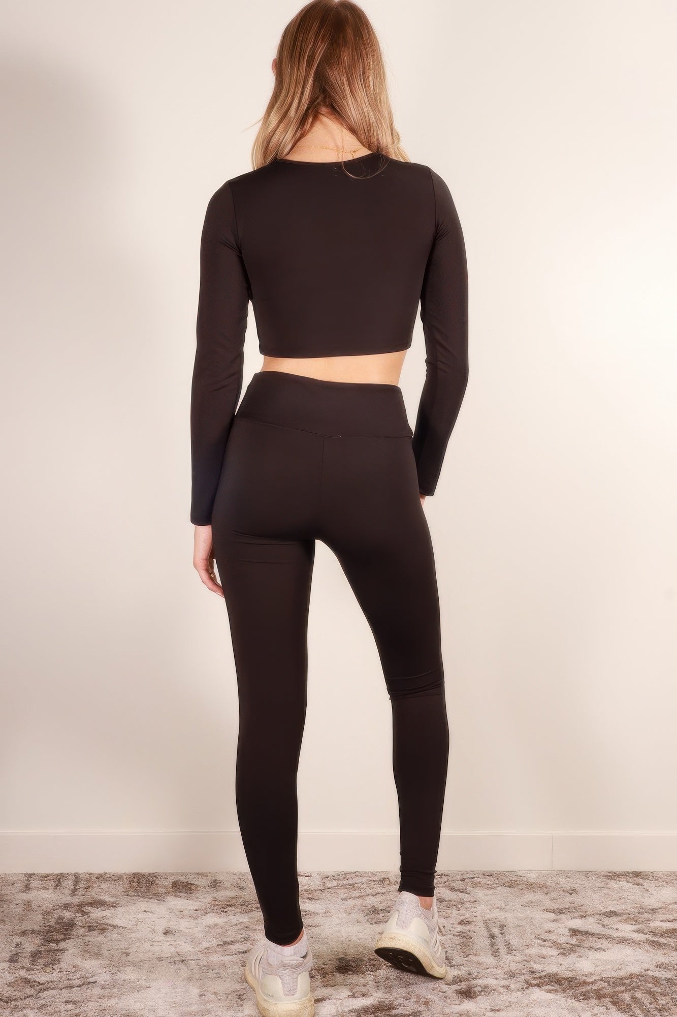 Long Sleeve Crop Top & High Waist Leggings Activewear Set - Wear Arielle