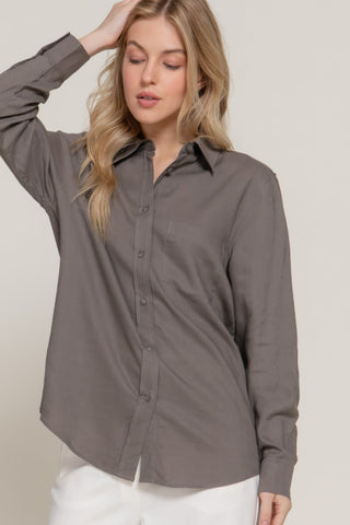 Long Sleeve Linen Blend Shirt - Wear Arielle