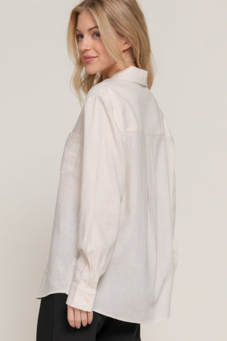 Long Sleeve Linen Blend Shirt - Wear Arielle