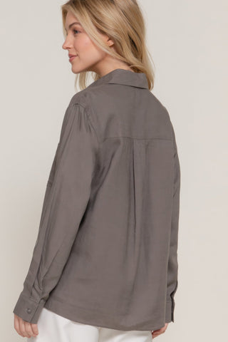 Long Sleeve Linen Blend Shirt - Wear Arielle