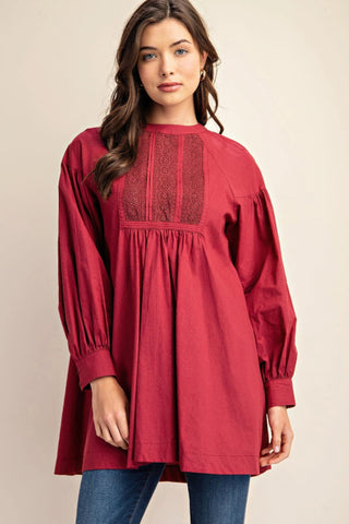Long sleeve mini dress with lace detail - Wear Arielle