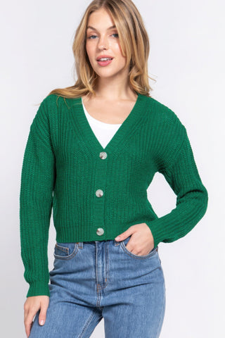 Long slv v - neck sweater cardigan - Wear Arielle