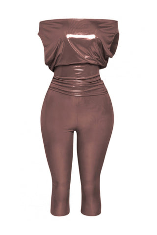 Lose Fit Shimmer Top And Capri Set - Wear Arielle