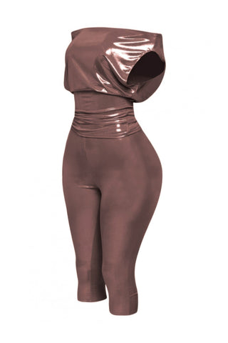 Lose Fit Shimmer Top And Capri Set - Wear Arielle