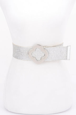 Metal Buckle Metallic Stretch Belt - Wear Arielle