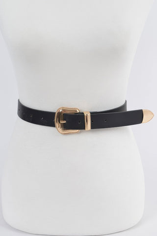 Metal Faux Leather Belt - Wear Arielle