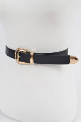 Metal Faux Leather Belt - Wear Arielle