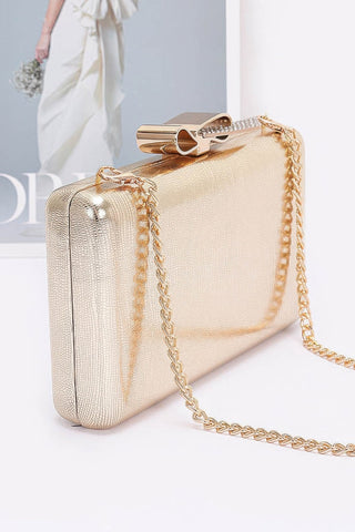Metal Ribbon Top Case Clutch - Wear Arielle