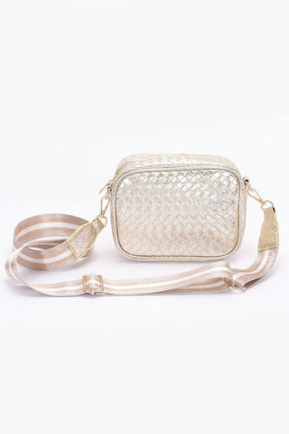 Metallic Embossed Faux Leather Camera Bag W/strap - Wear Arielle