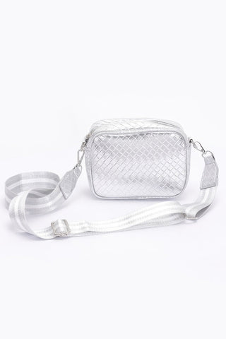 Metallic Embossed Faux Leather Camera Bag W/strap - Wear Arielle