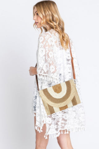 Metallic Lined Multicolor Straw Clutchcrossbodybag - Wear Arielle