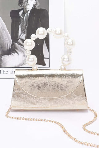 Metallic Pearl Handle Flap Bag - Wear Arielle