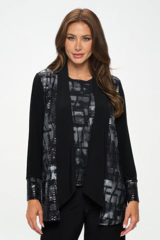 Nylon Foil Sequin Contrast Jacket - Wear Arielle