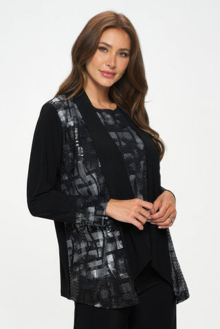 Nylon Foil Sequin Contrast Jacket - Wear Arielle